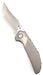 Reate Knives Tiger Liner Lock Flipper 3.75" M390 Satin Compound Recurve Tanto Blade, Bead Blasted Stripe Pattern Milled Titanium Handles