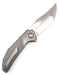 Reate Knives Tiger Liner Lock Flipper 3.75" M390 Satin Compound Recurve Tanto Blade, Bead Blasted Stripe Pattern Milled Titanium Handles