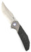 Reate Knives Tiger Liner Lock Flipper 3.75" M390 Satin Compound Recurve Tanto Blade, Black Camo FatCarbon Handles