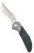 Reate Knives Tiger Liner Lock Flipper 3.75" M390 Satin Compound Recurve Tanto Blade, Crosscut Arctic Storm FatCarbon