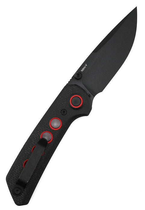 Reate PL-XT Black Micarta - Nitro-V - Black PVD - Red G10 Inlay