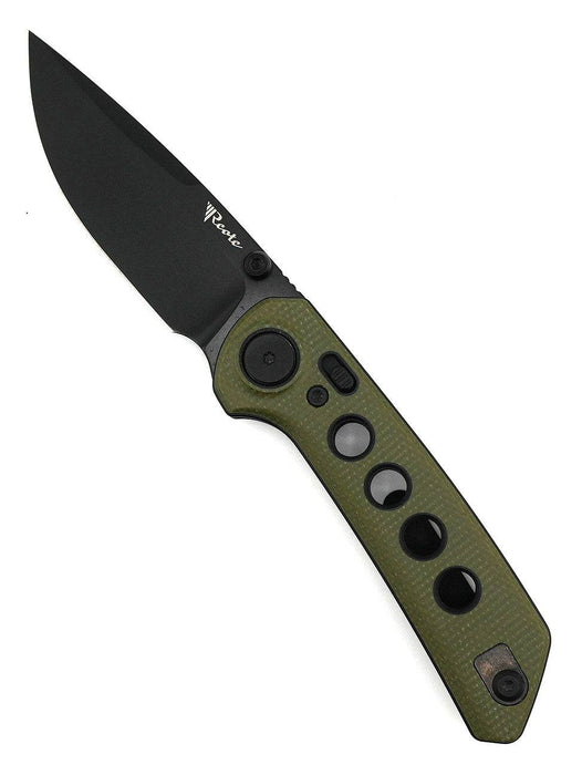 Reate PL-XT Green Micarta - Nitro-V - Black PVD - Black G10 Inlay