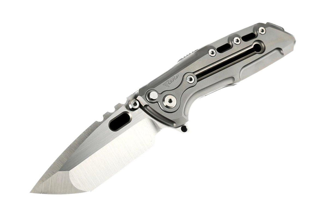 Reate T1000 Flipper Knife 3.8" CPM-3V Satin Compound Tanto Milled Titanium Handles