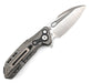 Reate T6000 Frame Lock Flipper Knife 3.1" M390 Belt Satin Drop Point Bead Blasted Titanium Handles Zirconium Spacer