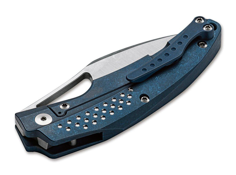 Reate Tashi Bharucha Baby Machine Frame Lock Knife Blue Titanium (3.25" Satin)