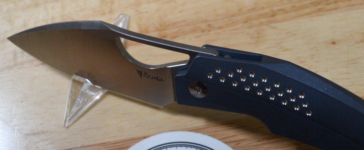 Reate Tashi Bharucha Baby Machine Frame Lock Knife Blue Titanium (3.25" Satin)