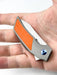 Reate Tashi Bharucha T2500 Flipper Knife 2.375" M390 Satin Blade Titanium Handles with Orange G10 Inlay