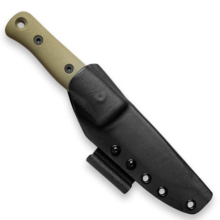 Reiff Knives F4 Bushcraft Fixed Blade 4" CPM-3V Acid Stonewashed Drop Point OD Green G10 Handles Kydex Sheath