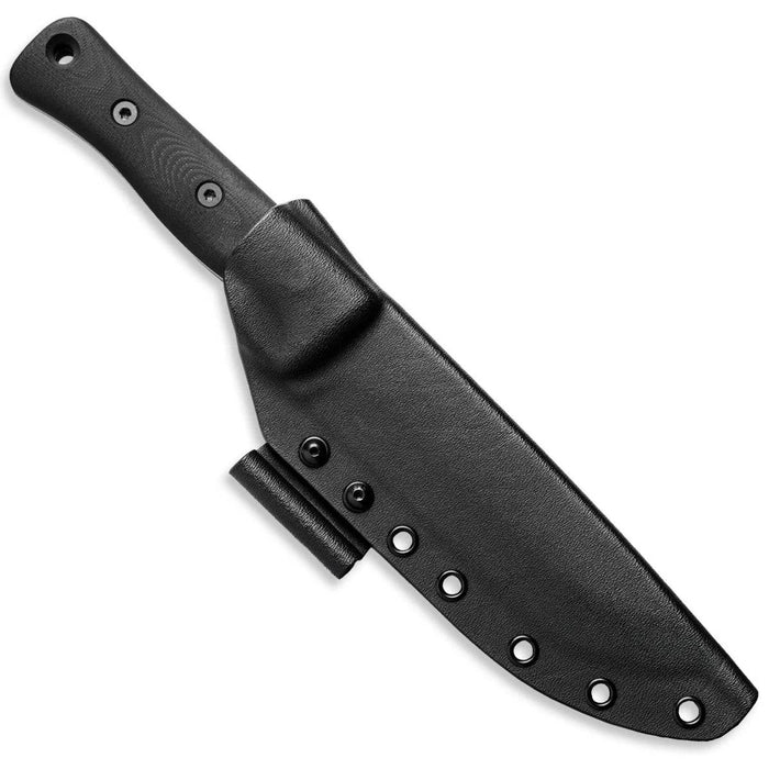 Reiff Knives F6 Leuku Survival Fixed Blade Knife 6" CPM-3V Acid Stonewashed Drop Point, Black G10 Handles