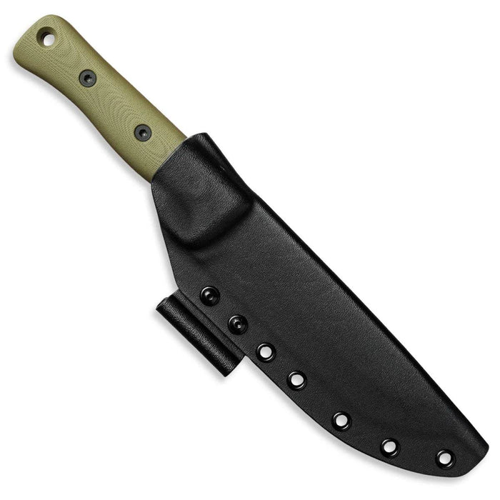 Reiff Knives F6 Leuku Survival Fixed Blade Knife 6" CPM-3V Acid Stonewashed Drop Point, OD Green Handles