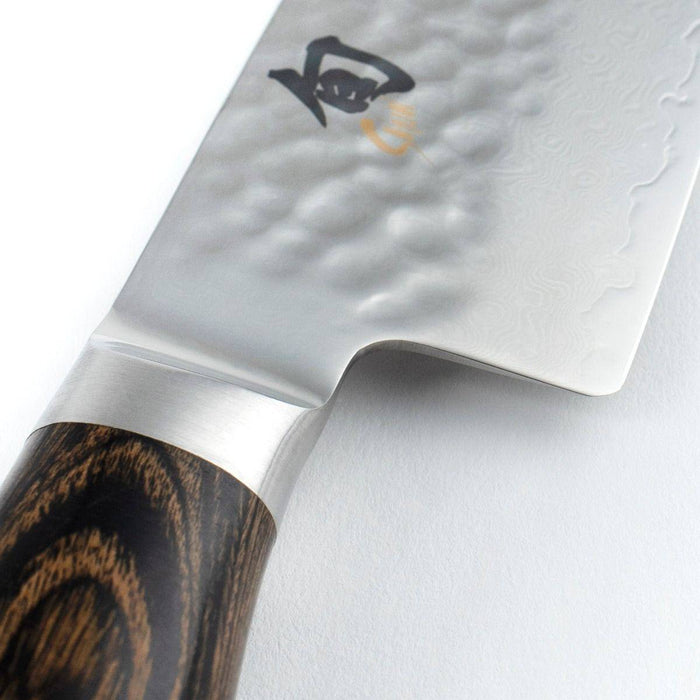 Shun TDM0702 Premier Santoku Knife 7" Hammered Blade PakkaWood Handle