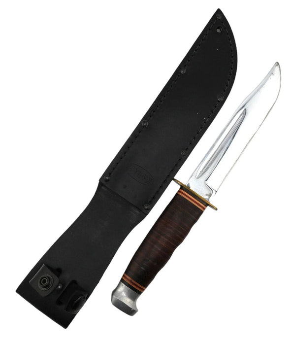 KA-BAR Knives 1207 Vintage Leather Stacked Fixed Blade