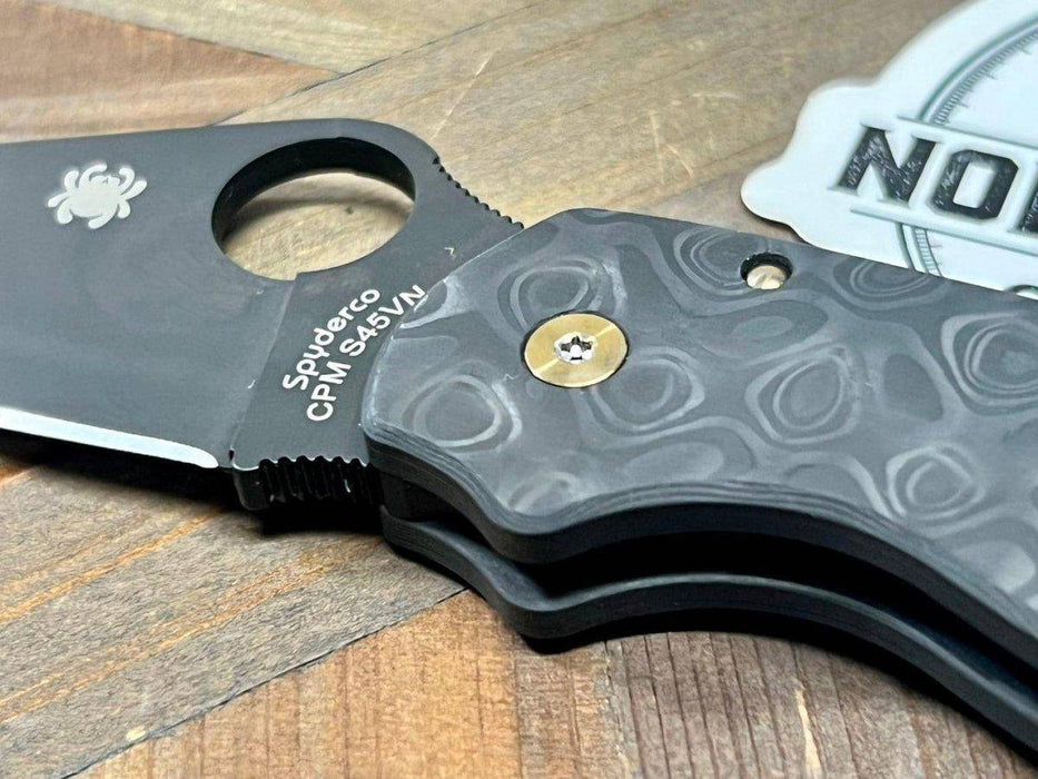 Custom Spyderco Para 3 Knife 3" S45VN Black Blade All Ti Rainbow Drop Carbon Fiber "Black Beauty"