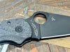 Custom Spyderco Para 3 Knife 3" S45VN Black Blade Basket Weave Carbon Fiber Ti Clip "Dark Knight"