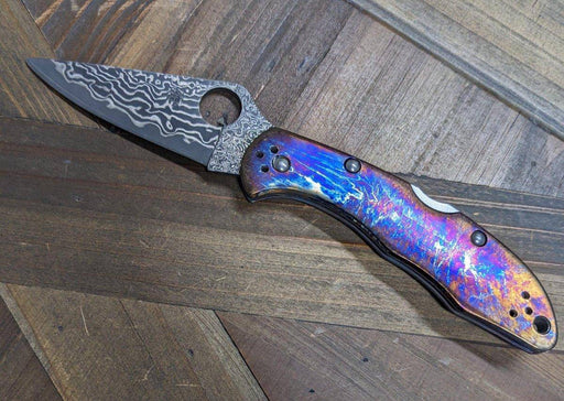 Limited Editon Custom Spyderco Delica 4 Titanium Damascus (C11TIPD+CUSTOM)