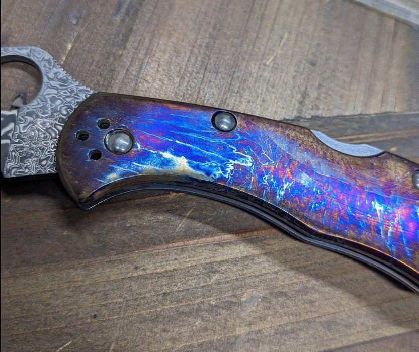 Limited Editon Custom Spyderco Delica 4 Titanium Damascus (C11TIPD+CUSTOM)