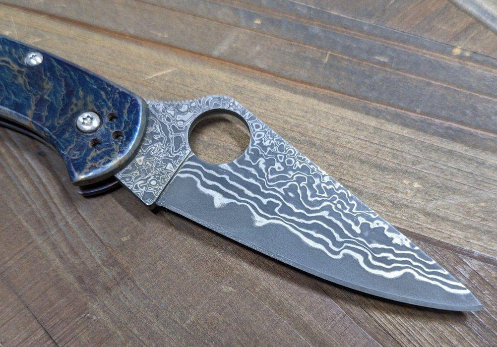 Limited Editon Custom Spyderco Delica 4 Titanium Damascus (C11TIPD+CUSTOM)