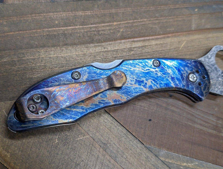 Limited Editon Custom Spyderco Delica 4 Titanium Damascus (C11TIPD+CUSTOM)