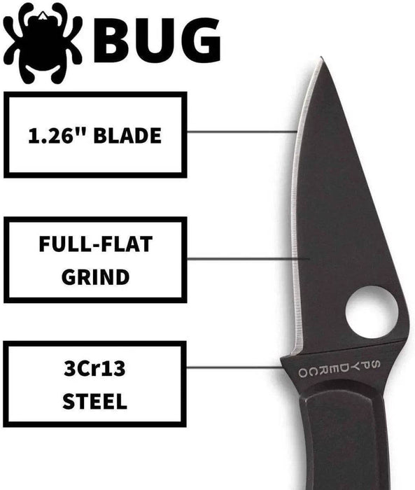 Spyderco Bug Non-Locking Knife Black Steel Blade C133BKP