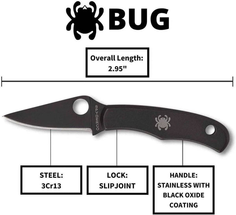 Spyderco Bug Non-Locking Knife Black Steel Blade C133BKP