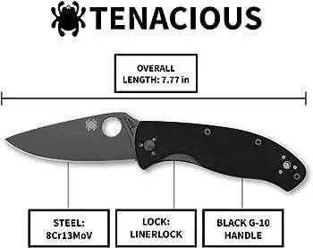 Spyderco C122GBBKP Tenacious Folding Knife 3.38" Black