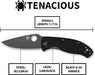 Spyderco C122GBBKP Tenacious Folding Knife 3.38" Black