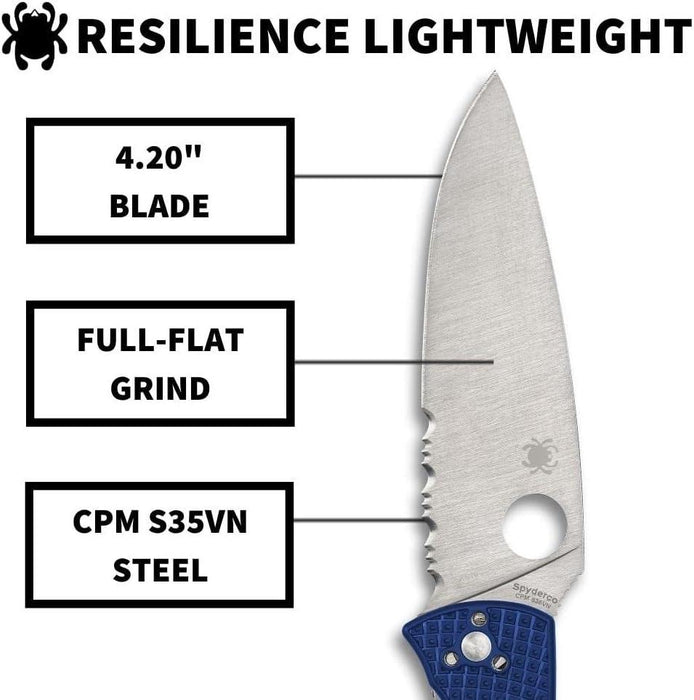 Spyderco C142PBL Resilience Lightweight Folding Knife 4.2" CPM-S35VN