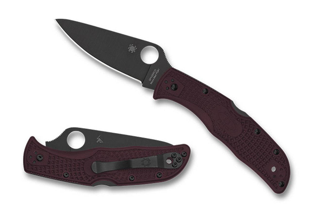 Spyderco C243BGBKP Endela Burgundy FRN Handle Folding Knife (3.41 Micro-Melt PD#1)