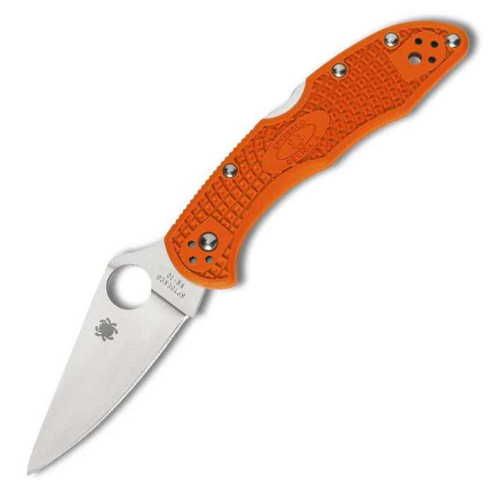 Spyderco Delica 4 Flat Ground 2-7/8" VG10 Orange Handles