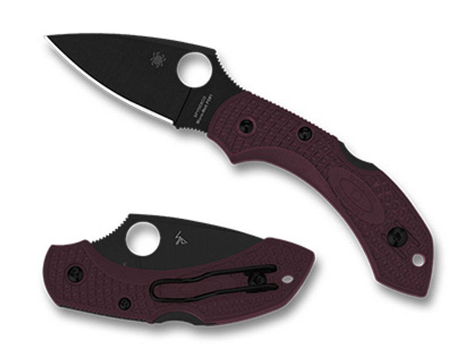 Spyderco Dragonfly 2 Lightweight Sprint Run Folding Knife 2.28" CTS-PD#1 Black Plain Blade Burgundy FRN