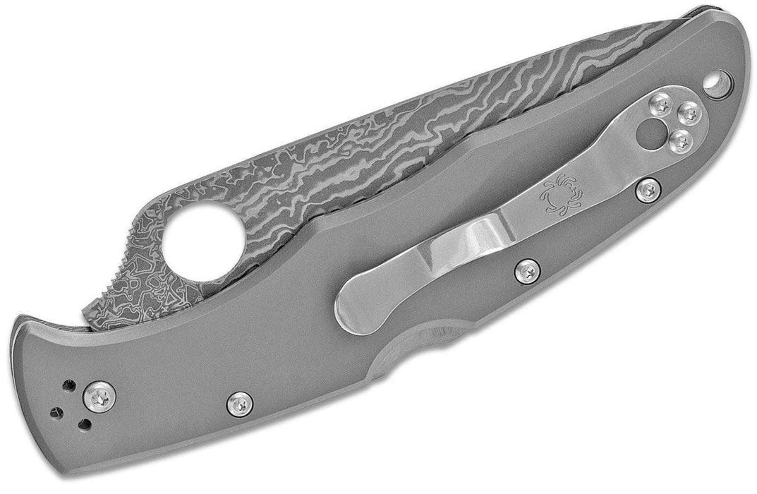 Spyderco Endura C10TIPD 3.83" VG10 Damascus Plain Blade, Titanium Handles