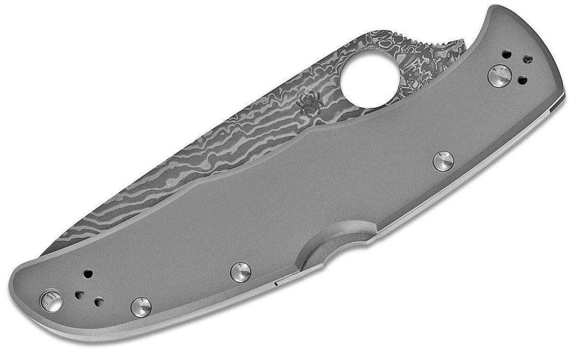 Spyderco Endura C10TIPD 3.83" VG10 Damascus Plain Blade, Titanium Handles