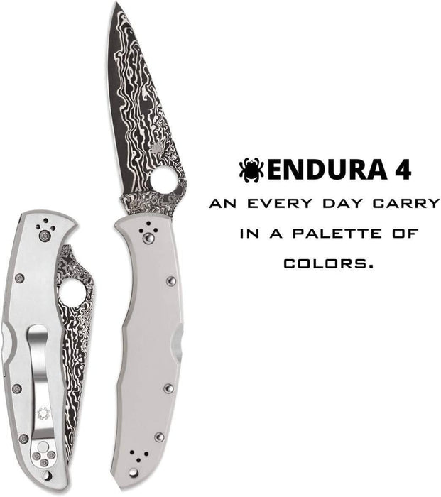 Spyderco Endura C10TIPD 3.83" VG10 Damascus Plain Blade, Titanium Handles