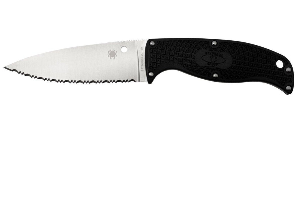 Spyderco FB31SBK2 Enuff 2 Fixed Knife 3.93" VG10 Leaf Shaped Serrated Blade Black FRN Handles