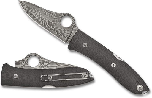 Spyderco/LionSteel Max SpyOpera Sprint Run Folding Knife 2.9" Thor Damasteel Carbon Fiber