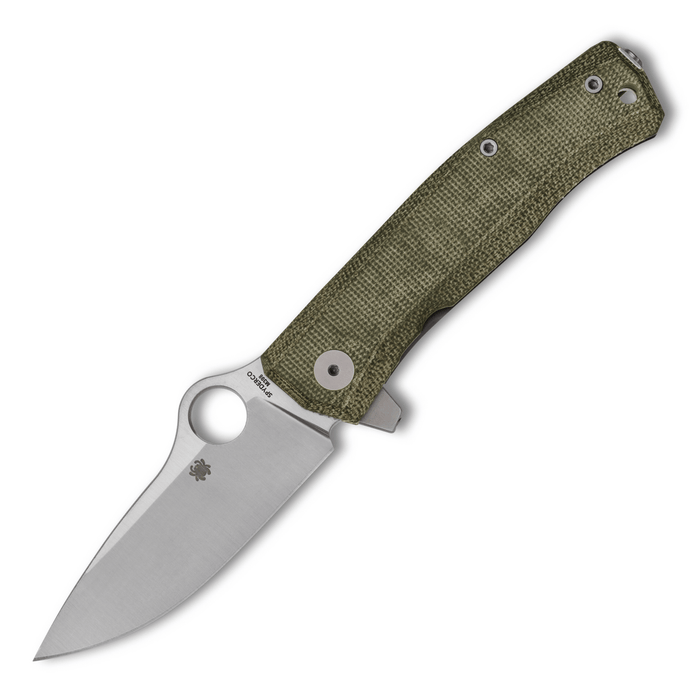 Spyderco/LionSteel SpyMyto Flash Batch Flipper Knife 3.32" M398 Drop Point Blade Green Canvas Micarta Titanium Frame Lock