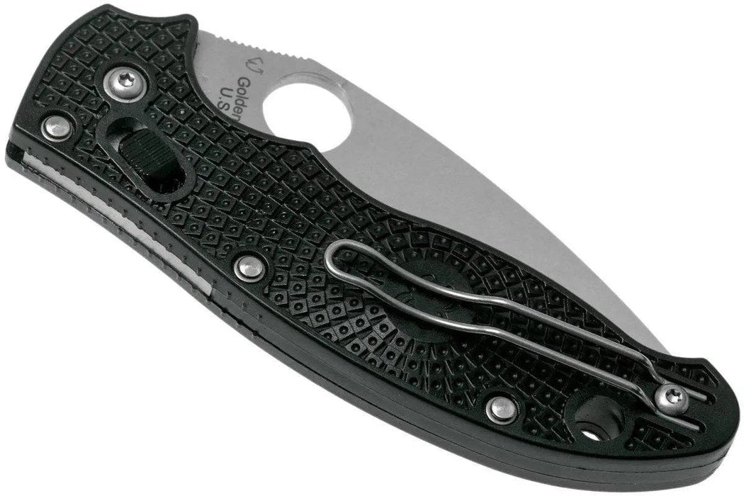 Spyderco Manix 2 Knife Plain Blade Black Handles