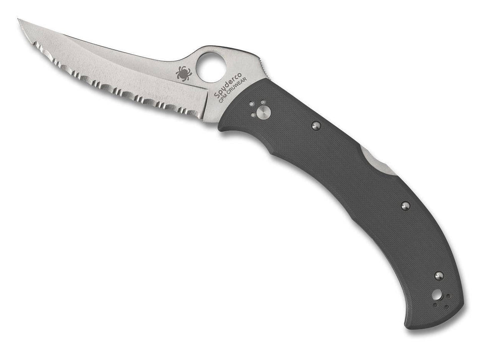 Spyderco Massad Ayoob C60GSGY Limited Edition Folding Knife 3.69" CruWear Satin Serrated Gray G10