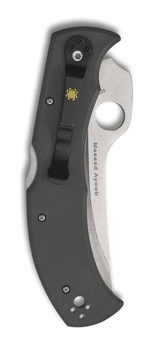 Spyderco Massad Ayoob C60GSGY Limited Edition Folding Knife 3.69" CruWear Satin Serrated Gray G10