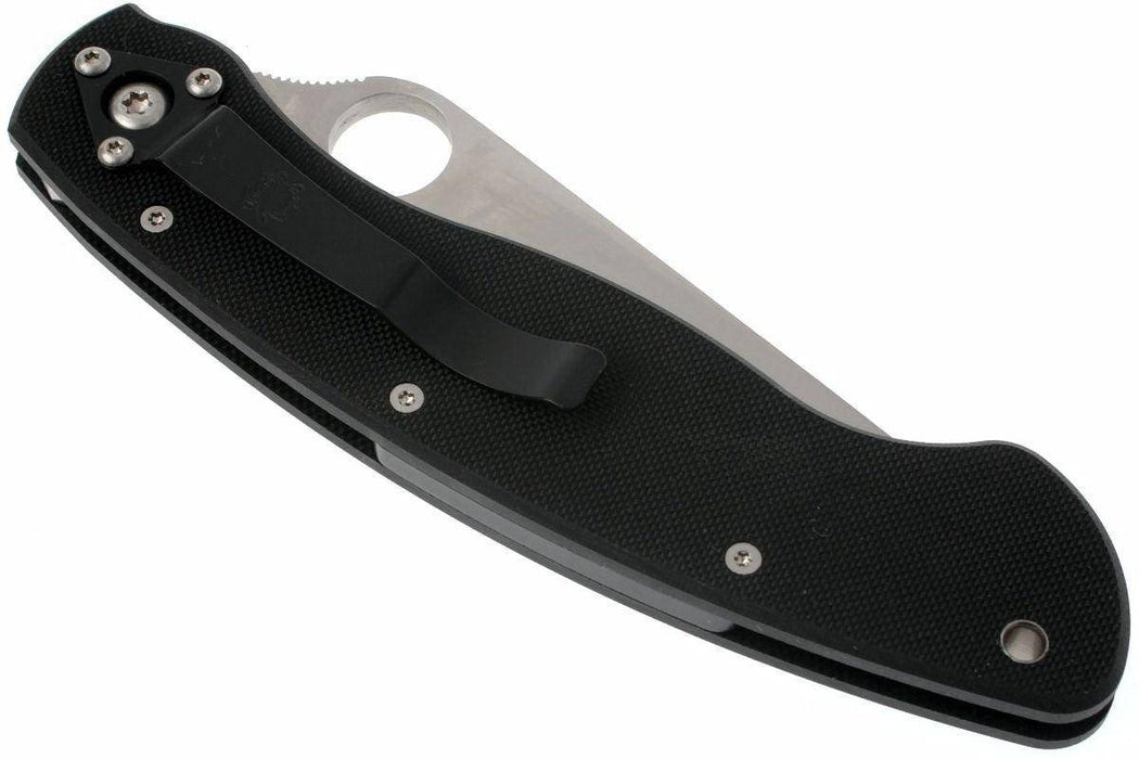 Spyderco Military Folding Knife 4" S30V Satin Plain Blad, Black G10 (USA)