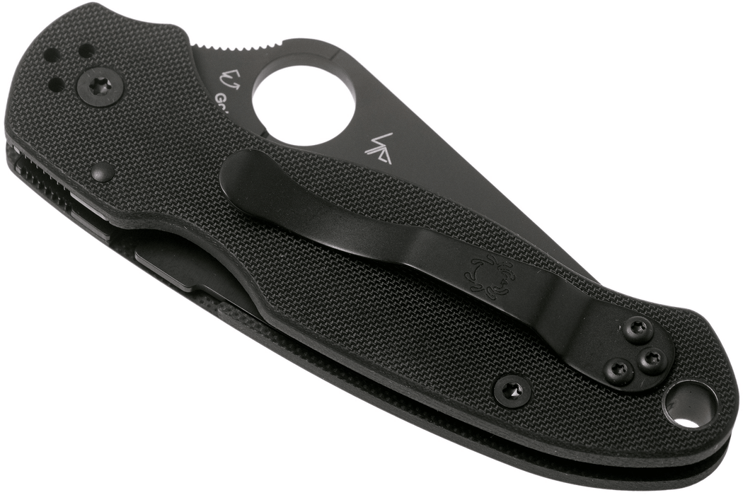 Spyderco Para 3 C223GPBK Knife 3" S45VN Black Plain Blade, Black G10 Blackout (USA)