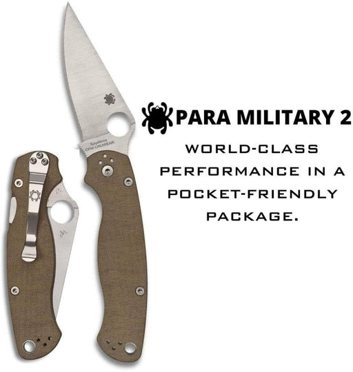 Spyderco Paramilitary 2 C81MPCW2 Folding Knife 3.47" CruWear Canvas Micarta