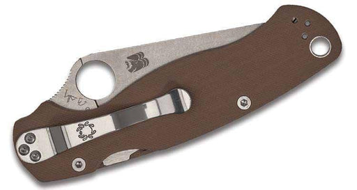 Spyderco Paramilitary 2 Sprint Run C81GPBN15V2 Folding Knife 3.45" CPM-15V Stonewashed Brown G10 (USA)