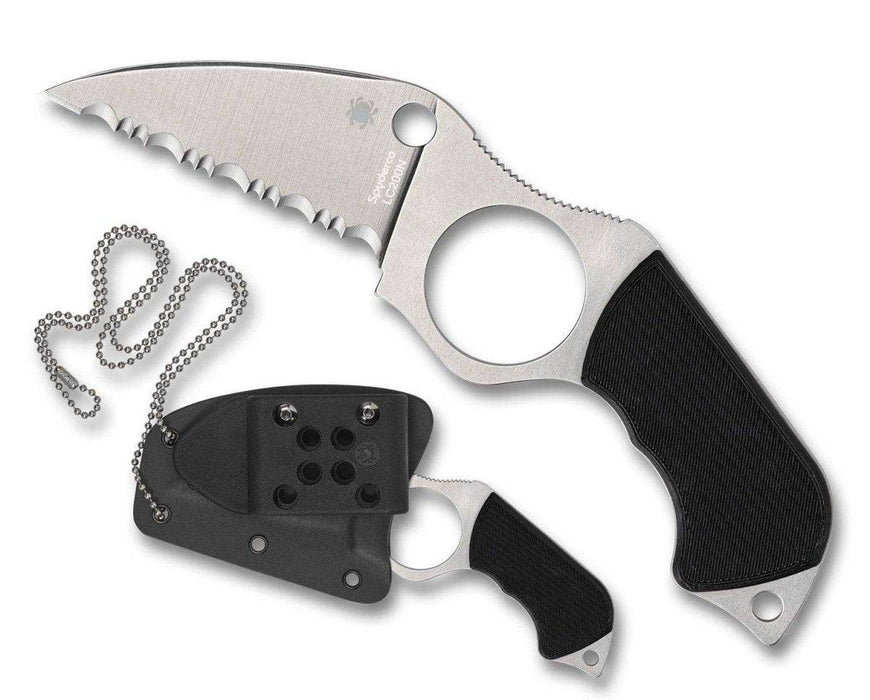 Spyderco Sal Swick 5 Large FB14S5 Fixed Blade Neck Knife 2.73" LC200N Wharncliffe Serrated