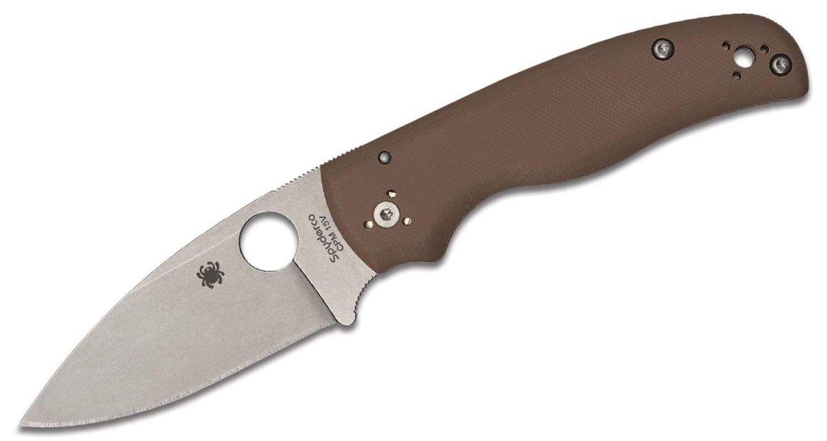 Spyderco Shaman Sprint Run C229GPBN15V Folding Knife 3.58" CPM-15V Stonewashed Brown G10