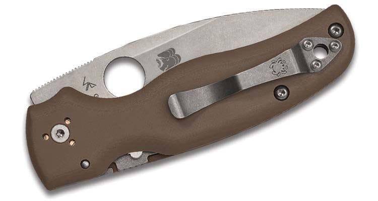 Spyderco Shaman Sprint Run C229GPBN15V Folding Knife 3.58" CPM-15V Stonewashed Brown G10