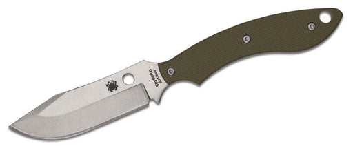 Spyderco Stok Bowie Fixed Blade Knife 2.95" Satin Plain Blade, OD Green G10