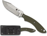 Spyderco Stok Bowie Fixed Blade Knife 2.95" Satin Plain Blade, OD Green G10