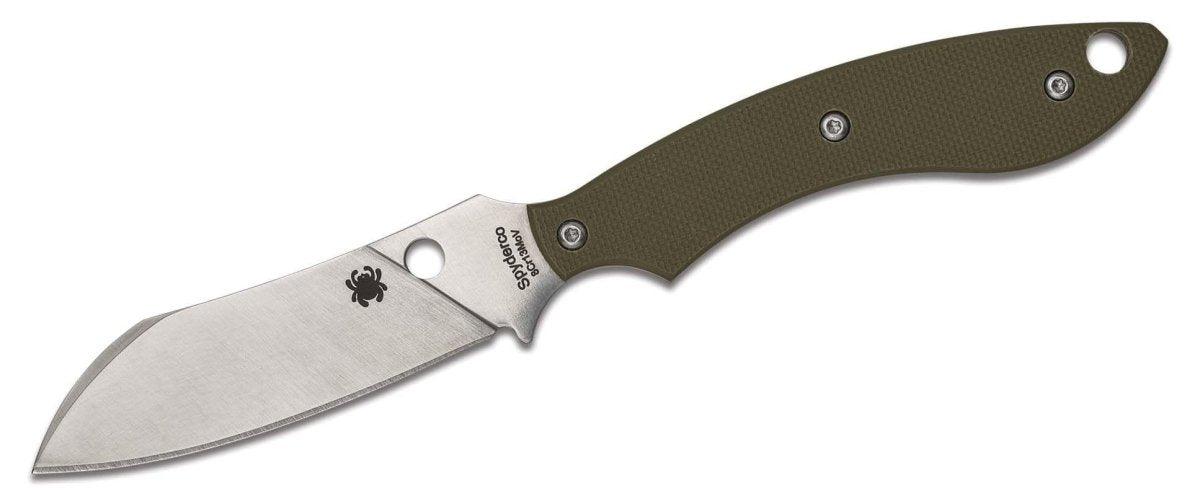 Spyderco Stok Drop Point Fixed Blade Knife 2.95" Satin Plain Blade OD G10 Boltaron Sheath