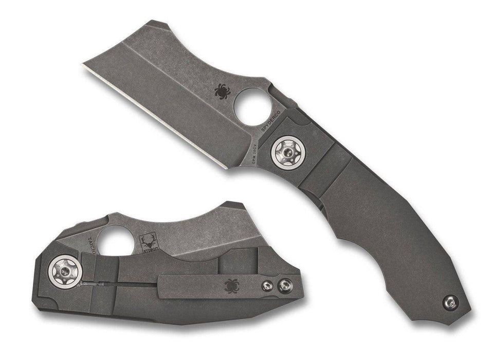 Spyderco Stovepipe Folding Knife 2.78" CPM-20CV Dark Stonewashed Cleaver Blade